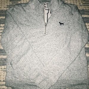 VICTORIA SECRET PINK GREY QUARTER ZIP HOODIE